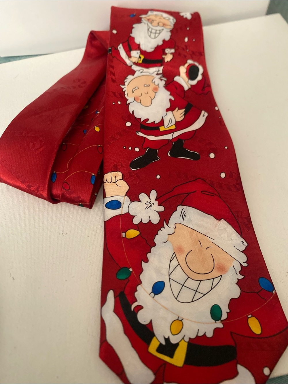 Men Red Santa Tie - Festive Holiday Print